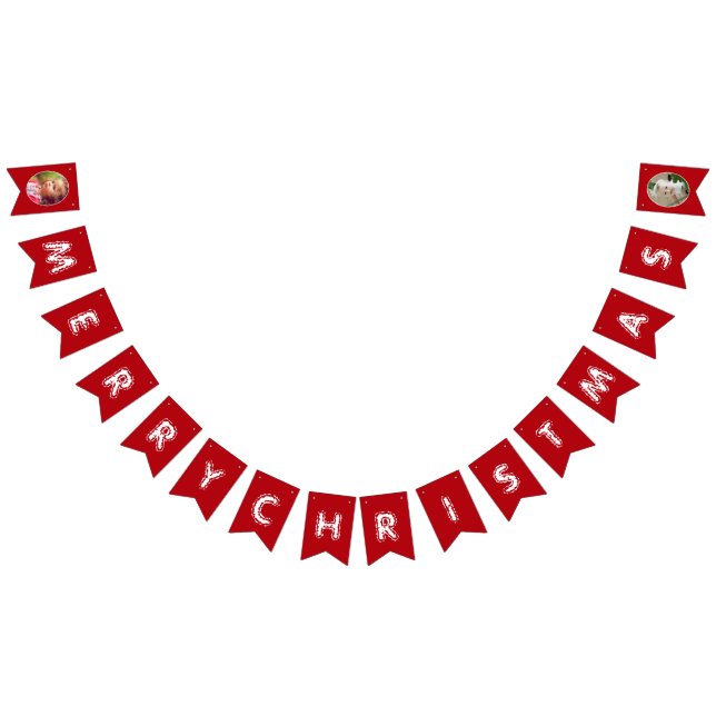 Merry Christmas Daughter Red And White Photo Bunting Flags (All)
