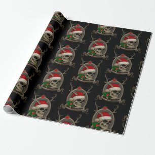 Merry Christmas Dead Skull Stern Banner cap Wrapping Paper