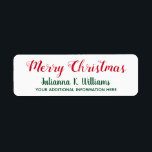 Merry Christmas . December best wishes red&green Label<br><div class="desc">Personalize your letters with "Merry Christmas" (red handwritten font style) wishes,  and with your name (or family name) and address... </div>