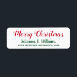 Merry Christmas . December best wishes red&green Label<br><div class="desc">Personalize your letters with "Merry Christmas" (red handwritten font style) wishes,  and with your name (or family name) and address... </div>