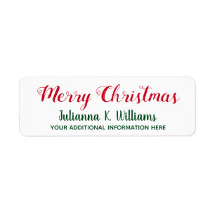 Merry Christmas . December best wishes red&green Label