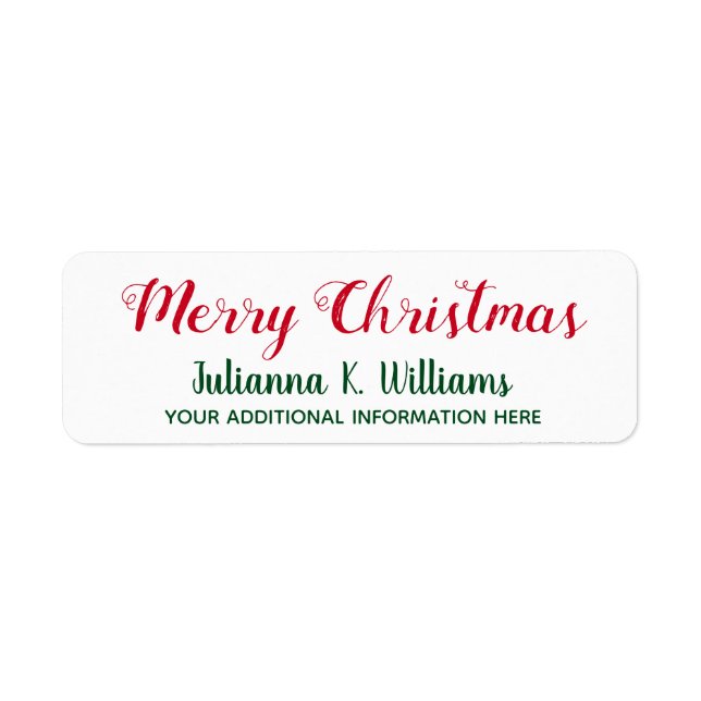 Merry Christmas . December best wishes red&green Label (Front)