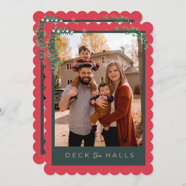 Merry Christmas Deck the Halls Greeting Card (Front/Back)