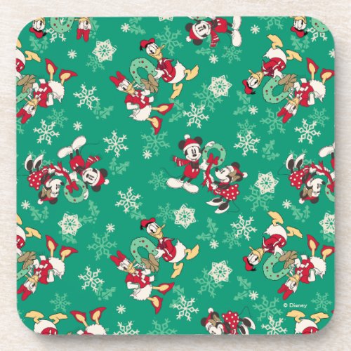 Merry Christmas  Deck the Halls Mickey  Donald Beverage Coaster