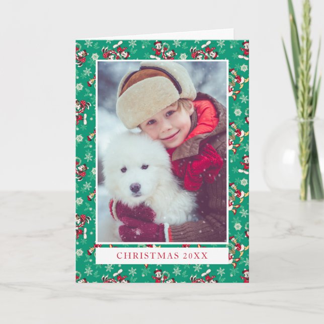Merry Christmas | Deck the Halls Mickey & Donald Holiday Card (Front)