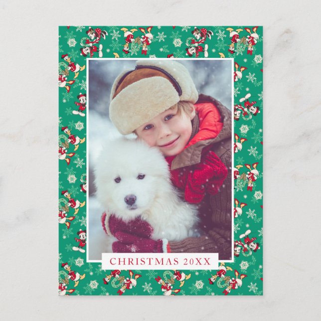 Merry Christmas | Deck the Halls Mickey & Donald Holiday Postcard (Front)