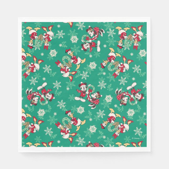 Merry Christmas | Deck the Halls Mickey & Donald Napkins (Front)