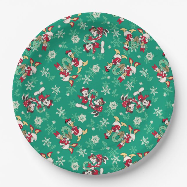 Merry Christmas | Deck the Halls Mickey & Donald Paper Plates (Front)