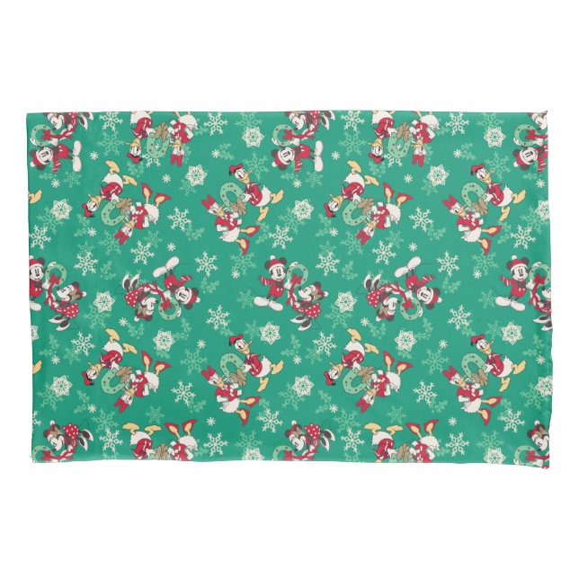Merry Christmas | Deck the Halls Mickey & Donald Pillow Case (Front)