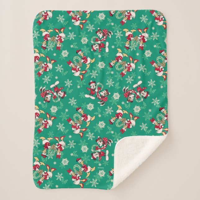 Merry Christmas | Deck the Halls Mickey & Donald Sherpa Blanket (Front)