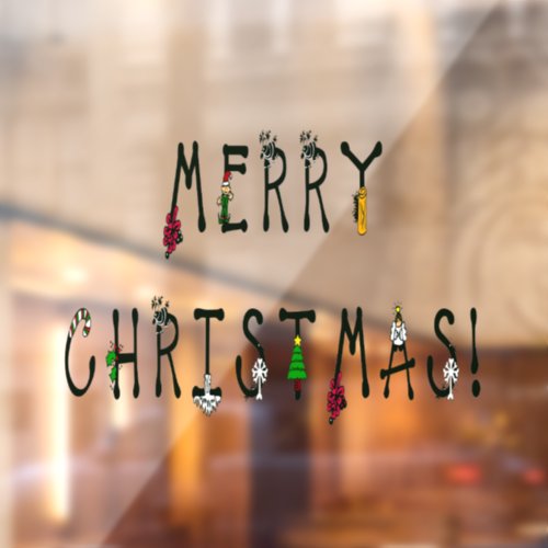 Merry Christmas Decor Office Home  Store Vinyl Window Cling