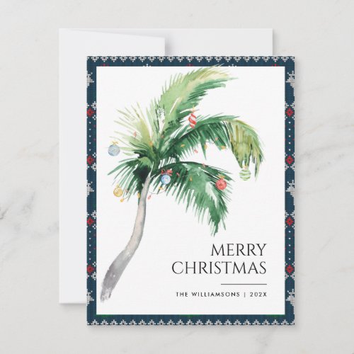 Merry Christmas Decorated Palm Tree Coastal Note Card