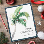 Merry Christmas Decorated Palm Tree Coastal Note Card<br><div class="desc">A modern stylish holiday flat greeting card with modern and handwritten script typography featuring a decorated Palm Tree. Easily customize this card by clicking the "Personalize" button.</div>