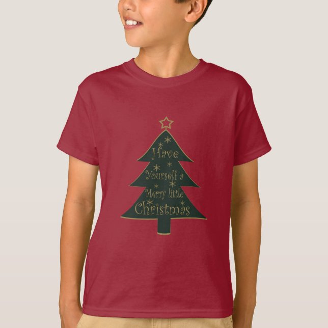 Merry Christmas decorated pine tree T-Shirt (Front)