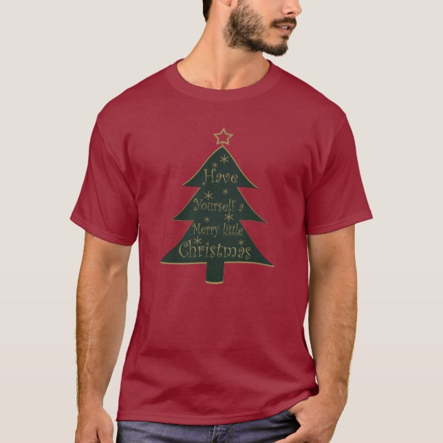 Merry Christmas decorated pine tree T-Shirt (Front)