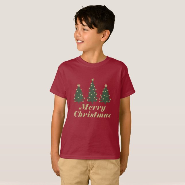 Merry christmas decorated pine tree T-Shirt (Front Full)