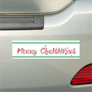 Merry Christmas Decorated Text Car Magnet