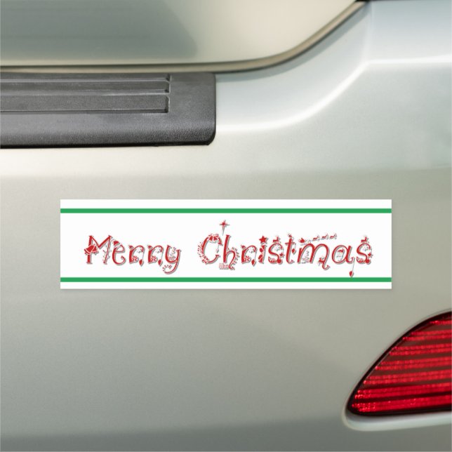 Merry Christmas Decorated Text Car Magnet (In Situ)