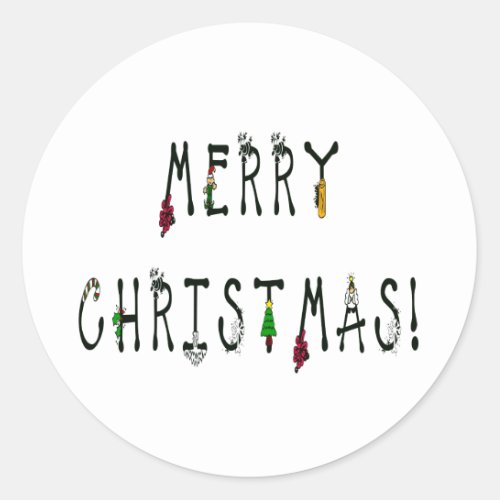 Merry Christmas Decoration Font Classic Round Sticker