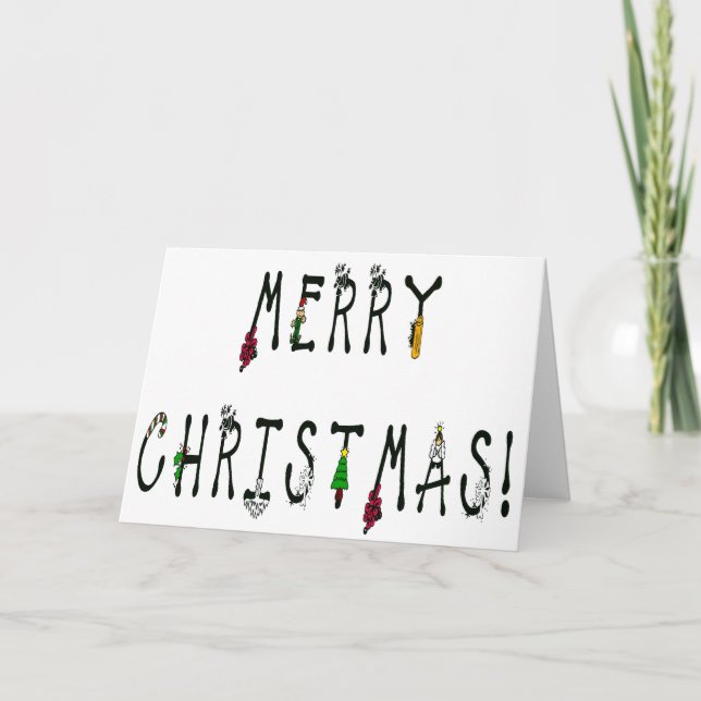 Merry Christmas Decoration Font Holiday Card (Front)