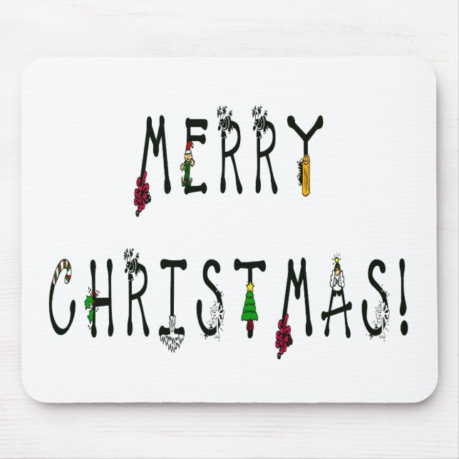 Merry Christmas Decoration Font Mouse Pad (Front)