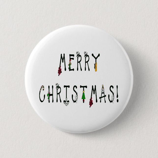 Merry Christmas Decoration Font Pinback Button (Front)