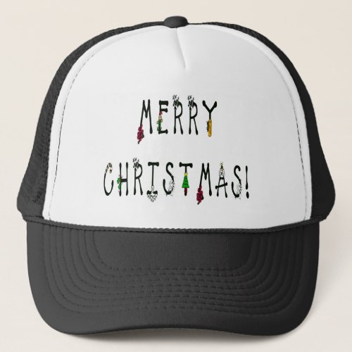 Merry Christmas Decoration Font Trucker Hat