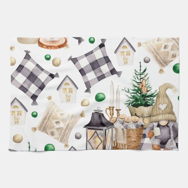 Merry Christmas Decoration Gnome Kitchen Towel (Horizontal)