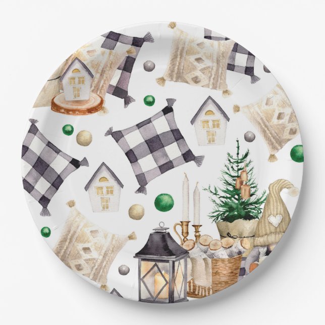 Merry Christmas Decoration Gnome Paper Plates (Front)