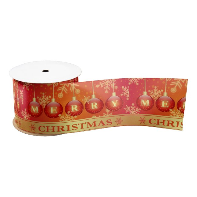 Merry Christmas Decoration Satin Ribbon (Spool)