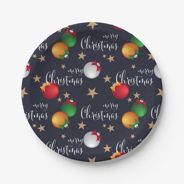 Merry Christmas Decorations | Holidays Paper Plates (Front)