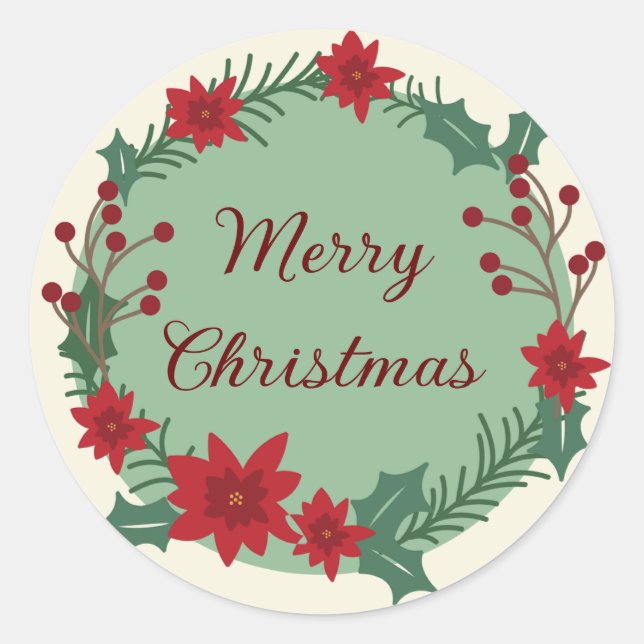 Merry Christmas decorative Classic Round Sticker (Front)