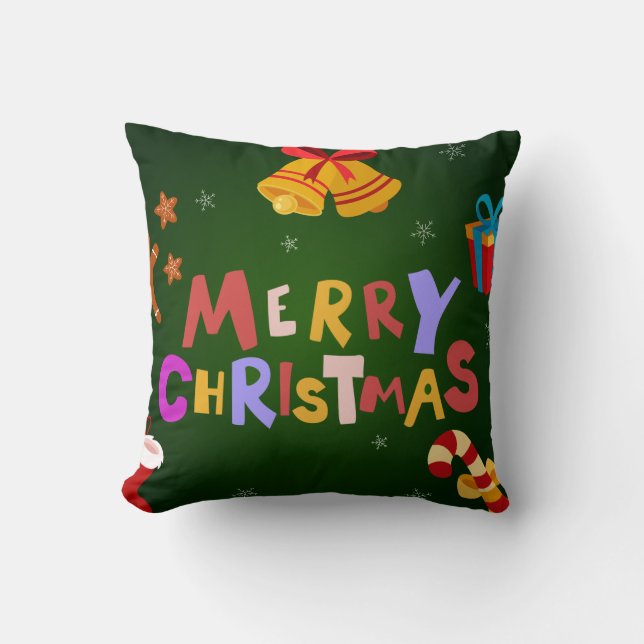 Merry Christmas Decorative Decor Throw Pillow (Front)