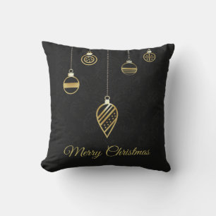 Merry Christmas Decorative Gold Geometry Throw Pillow