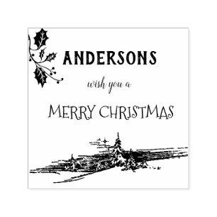 Merry Christmas decorative myrtle family Self-inking Stamp