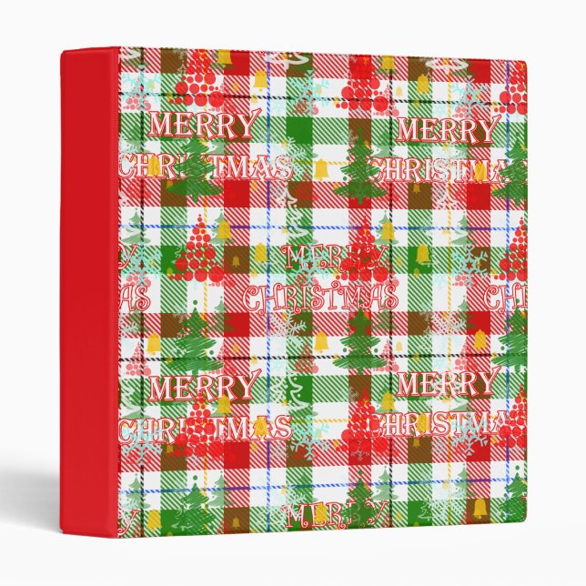 Merry Christmas Decorative Plaid Tartan  3 Ring Binder (Creator Uploaded)
