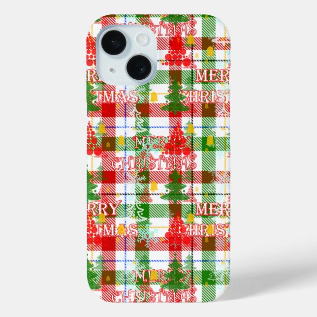 Merry Christmas Decorative Plaid Tartan  Case-Mate iPhone Case (Back)