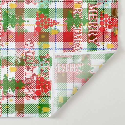 Merry Christmas Decorative Plaid Tartan  Fabric