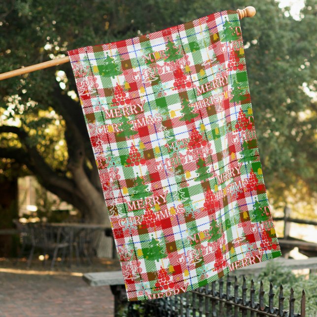 Merry Christmas Decorative Plaid Tartan  House Flag (Creator Uploaded)