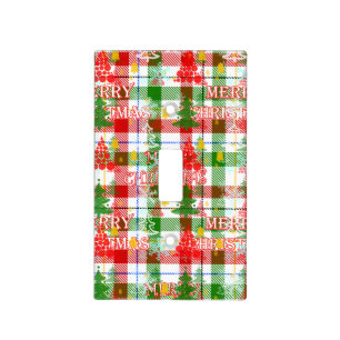 Merry Christmas Decorative Plaid Tartan Light Switch Cover