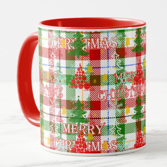 Merry Christmas Decorative Plaid Tartan  Mug (Creator Uploaded)