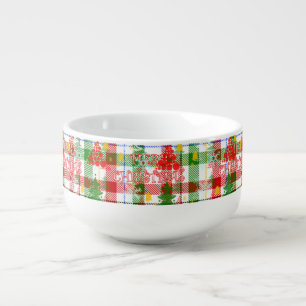 Merry Christmas Decorative Plaid Tartan Soup Mug