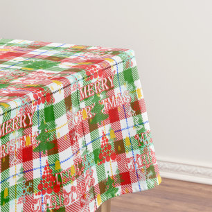 Merry Christmas Decorative Plaid Tartan Tablecloth