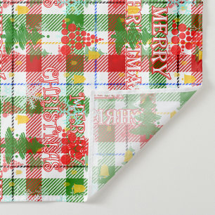Merry Christmas Decorative Plaid Tartan  Tapestry