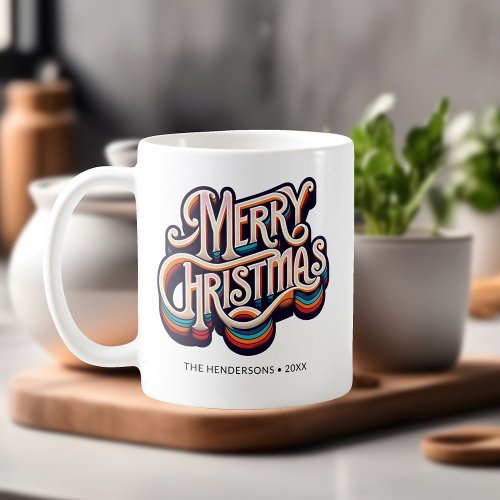 Merry Christmas Decorative Retro Typography Coffee Mug