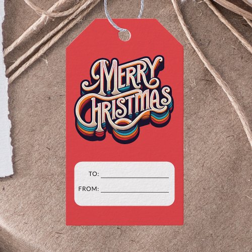 Merry Christmas Decorative Retro Typography Gift Tags