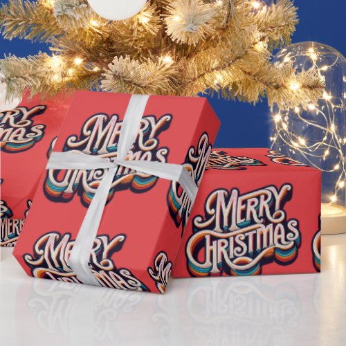 Merry Christmas Decorative Retro Typography Wrapping Paper