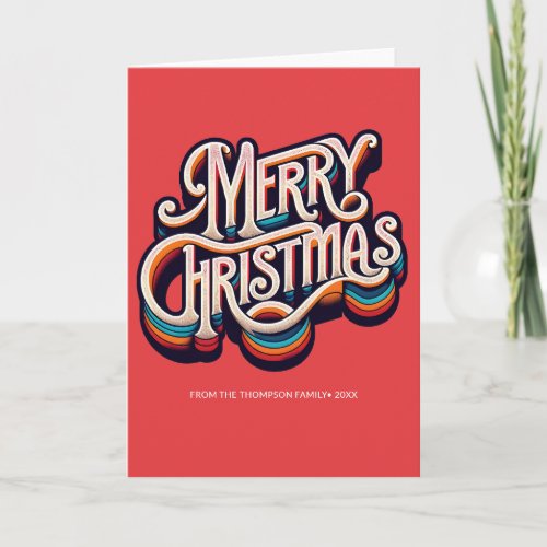 Merry Christmas Decorative Typography 70s Card