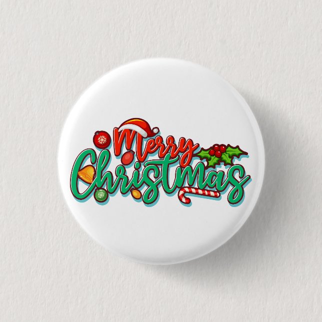 Merry Christmas Decorative Typography Script  Button (Front)