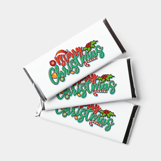 Merry Christmas Decorative Typography Script  Hershey Bar Favors (Front)